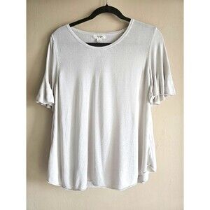 Style & Co size Small, ruffle short sleeve-viscose-basic, classic, off white